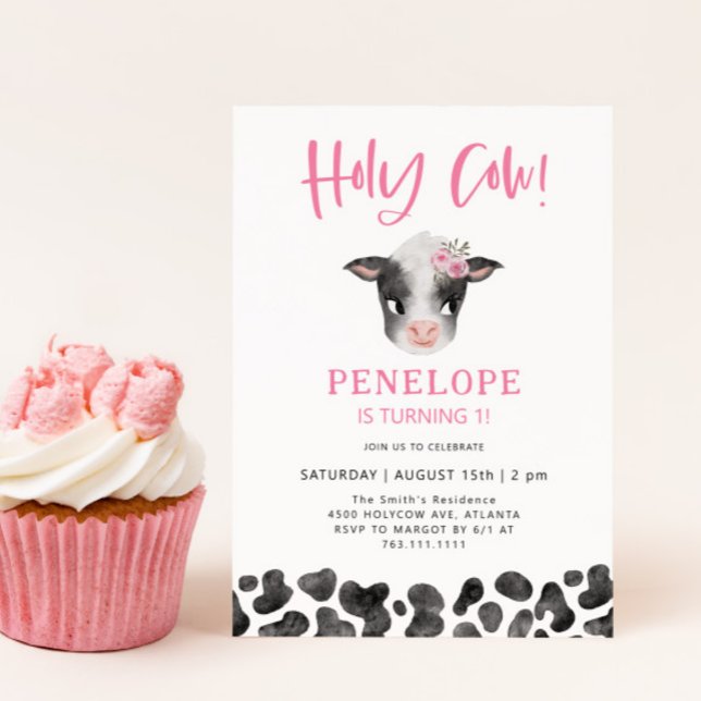 Invitation Fille de la vache sainte 1er anniversaire (Créateur téléchargé)