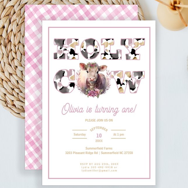 Invitation Fille de la vache sainte 1er anniversaire Invitati (Créateur téléchargé)