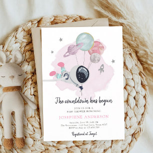 Invitation Fille de l'espace Astronaute Baby Shower