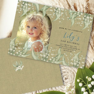 Invitation Fille de lin floral au muguet Anniversaire