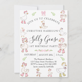 Invitation Fille de l'oie idiote 1er anniversaire