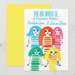 Invitation Fille de mode adolescente fête d'anniversaire de m