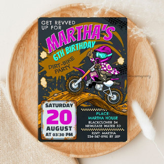Invitation Fille de moto cross anniversaire - Course boueuse