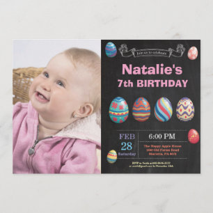 Invitation Fille de Pâques Oeuf de Pâques Photo Anniversaire