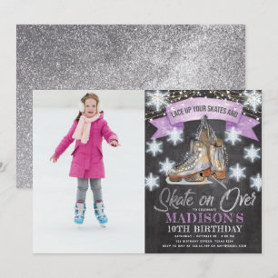 Invitation Fille de patinage sur glace Anniversaire Photo per