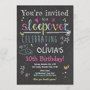 Invitation Fille de pyjamas de soirée pyjamas d'invitation de