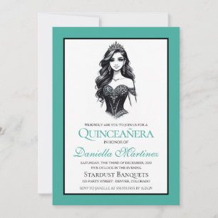 Invitation Fille de Quinceañera sarcelle