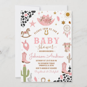 Invitation Fille de rodéo pour Baby Shower Western Wild West