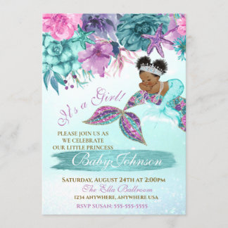 Invitation Fille de sirène ethnique vintage sous la douche de