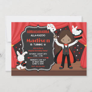 Invitation Fille de spectacle de magie Magicienne Fête d'anni