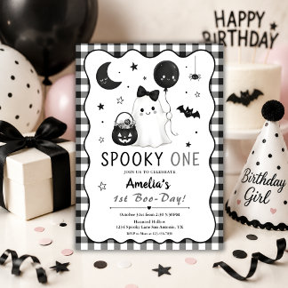Invitation Fille de un an pour Halloween Spooky One
