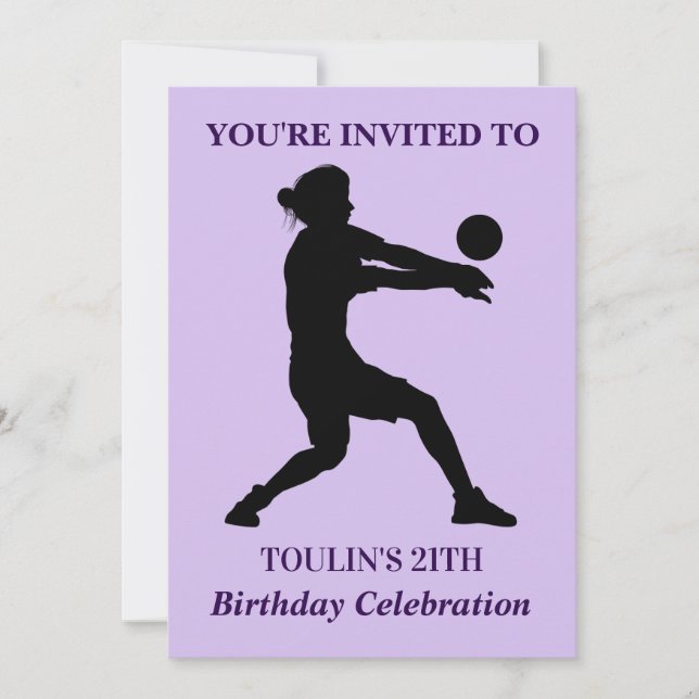 Invitation Fille de volley-ball Anniversaire, Joueur de volle (Devant)