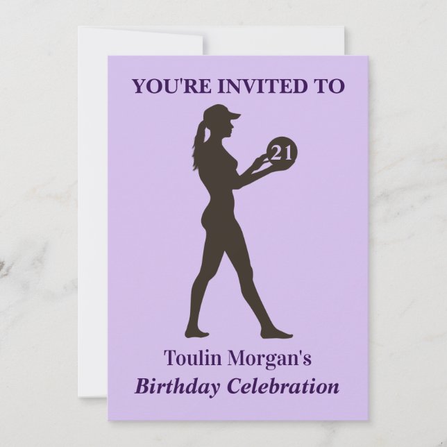 Invitation Fille de volley-ball Anniversaire, Joueur de volle (Devant)