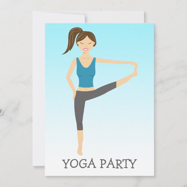 Invitation Fille De Yoga En Tête Pour Toe Pose Yoga Party (Devant)