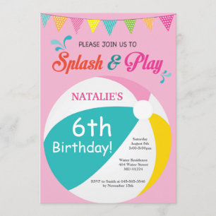 Invitation Fille d'éclaboussure de Splish d'invitation