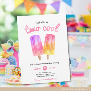 Invitation Fille Deux Cool Popsicle fête d'été Anniversaire