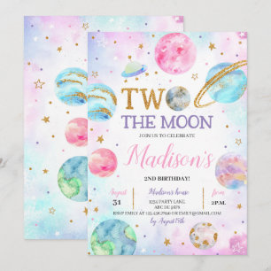 Invitation Fille Deux La Lune Espace Anniversaire