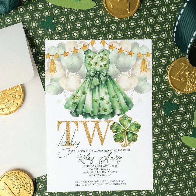 Invitation Fille Deuxième anniversaire Saint Patrick's Day (Créateur téléchargé)