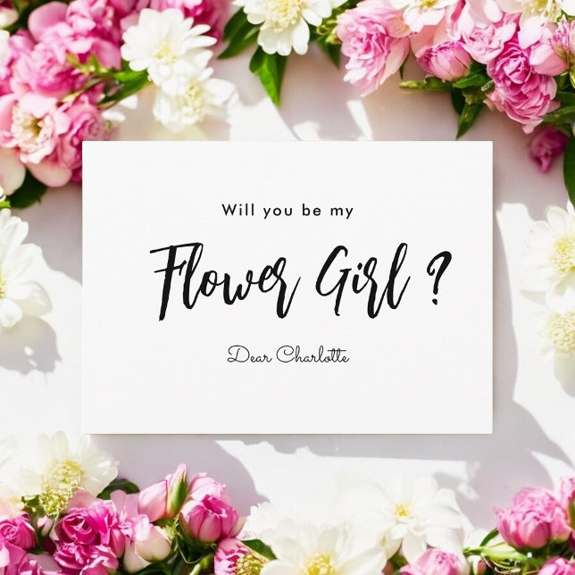 Invitation Fille d'honneur noir et blanc écriture (Créateur téléchargé)