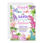 Fille Dinosaur Trois Rex 3e Anniversaire Fête Rose