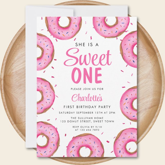 Invitation Fille Donut fête d'anniversaire (Créateur téléchargé)