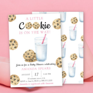 Invitation Fille du lait et des cookies Baby shower