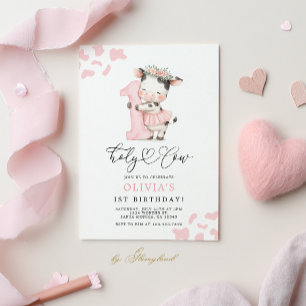 Invitation Fille du premier anniversaire Sainte Vache