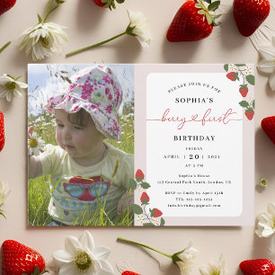 Invitation Fille Élégante Rustique Premier Anniversaire aux F
