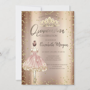 Invitation Fille élégante, Tiara, Diamants Cooper Quinceañera