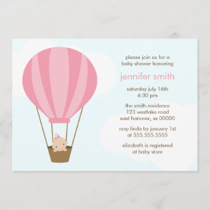 Invitation Fille en Baby shower de ballon rose