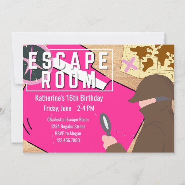 Invitation Fille Escape Room Party Steampunk Mystery Annivers (Devant)