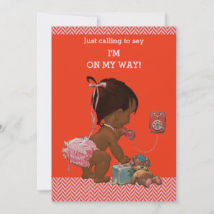 Invitation Fille ethnique au téléphone Baby shower Chevrons r