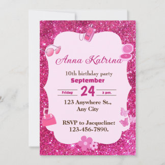 Invitation Fille étincelante et glamour Parties scintillant a