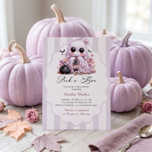 Invitation Fille fantôme rose Peek A Boo pour la baby shower 
