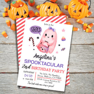 Invitation Fille fantôme rose Spooktacular 2e anniversaire Ha