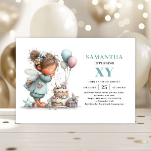 Invitation Fille Fée 4ème Anniversaire Magique Fantaisiste Mi