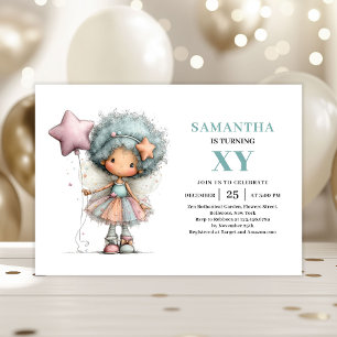 Invitation Fille Fée Fantaisiste 8ème Anniversaire Mignon Mag