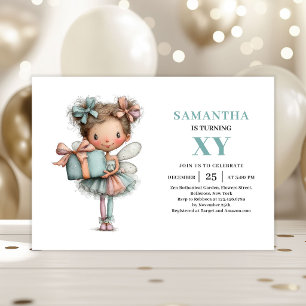 Invitation Fille Fée Magique 7e Anniversaire Pastel Caprice
