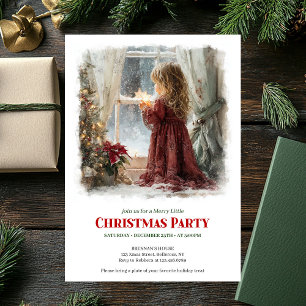 Invitation Fille festive attend le Père Noël imprimable Noël 