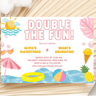 Invitation Fille Fête de l'été Fête d'anniversaire et de dipl