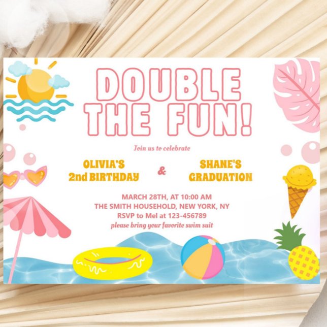 Invitation Fille Fête de l'été Fête d'anniversaire et de dipl (Créateur téléchargé)