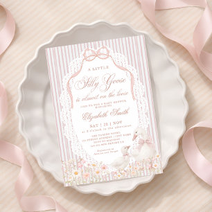 Invitation Fille Fleur Fête de Bébé Oie Ridicule