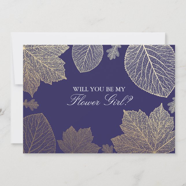 Invitation Fille Fleur Mariage Naval Automne Doré (Devant)