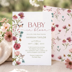 Invitation Fille Fleur Sauvage Bébé en Fleur Baby Shower
