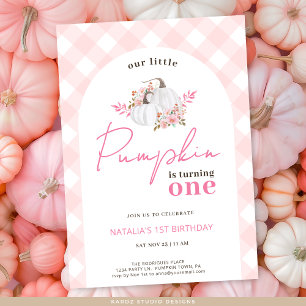 Invitation Fille Floral Notre Petit Citrouille 1er anniversai