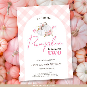 Invitation Fille Floral Notre Petit Citrouille 2e fête d'anni