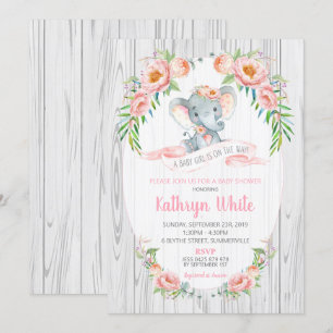 Invitation Fille florale d'invitation de baby shower