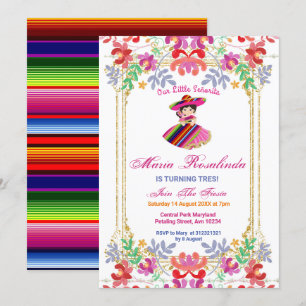 Invitation Fille Florale Mexicaine Tres Anniversaire