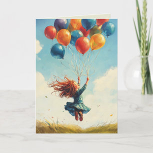 Invitation Fille flottante avec ballons