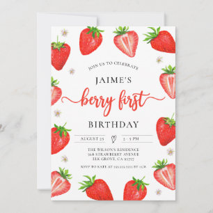 Invitation Fille fraise 1er anniversaire Premier Berry Swee